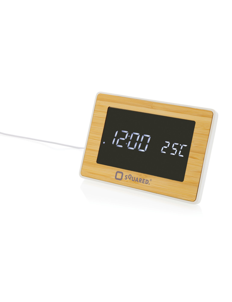 Horloge LED en bambou et plastique RCS Utah personnalisable