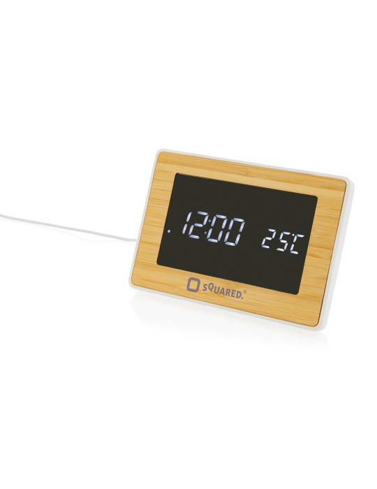 Horloge LED en bambou et plastique RCS Utah personnalisable