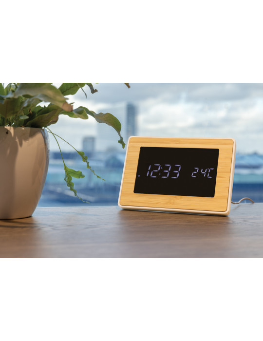 Horloge LED en bambou et plastique RCS Utah personnalisable