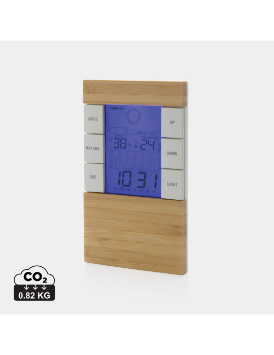 Station météo en bambou et plastique recyclé RCS Utah personnalisable
