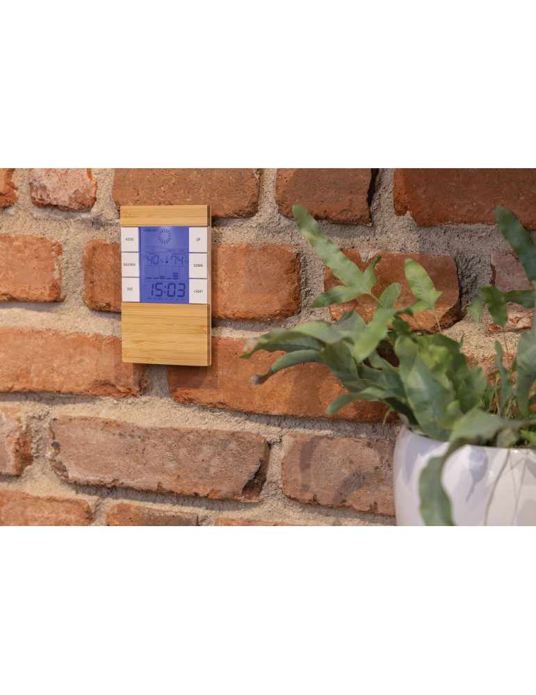 Station météo en bambou et plastique recyclé RCS Utah personnalisable