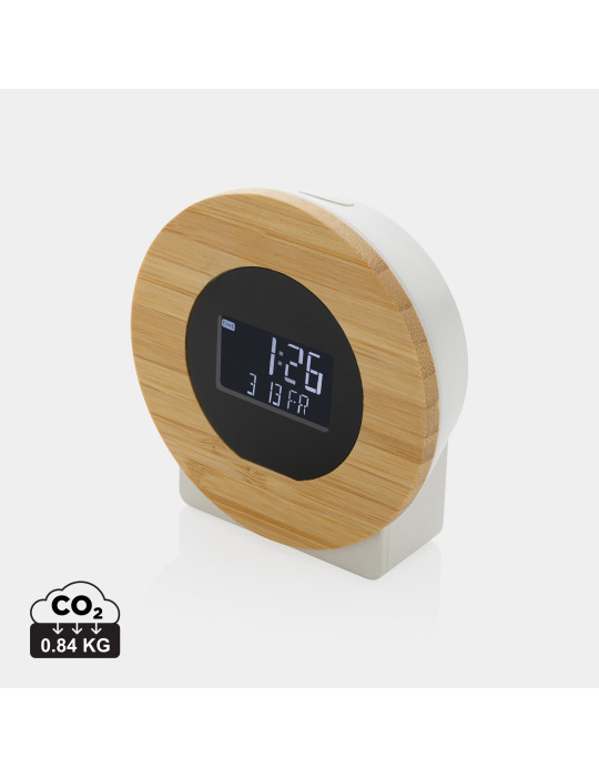 Horloge bureau en bambou et plastique recyclé RCS Utah personnalisable