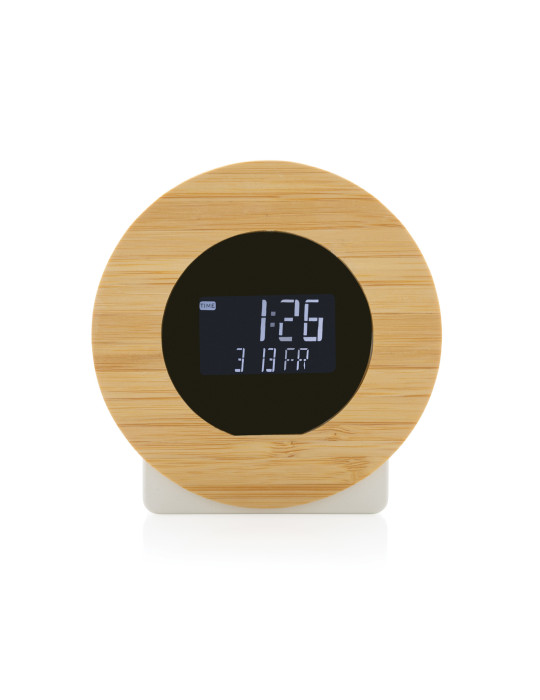 Horloge bureau en bambou et plastique recyclé RCS Utah personnalisable