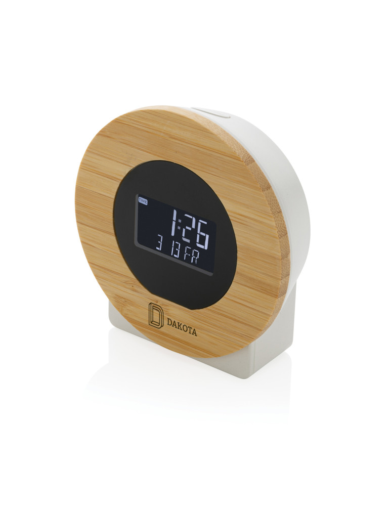 Horloge bureau en bambou et plastique recyclé RCS Utah personnalisable