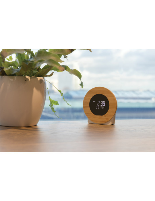 Horloge bureau en bambou et plastique recyclé RCS Utah personnalisable