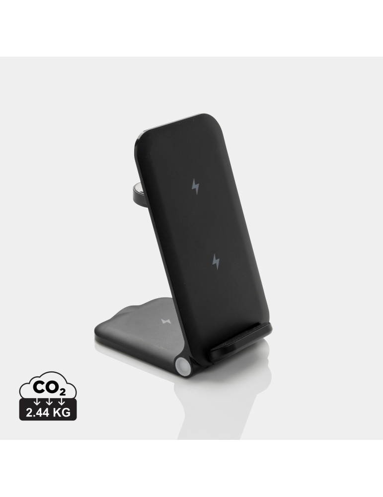 Chargeur 15W 3 en 1 en plastique recyclé RCS Powerpal personnalisable