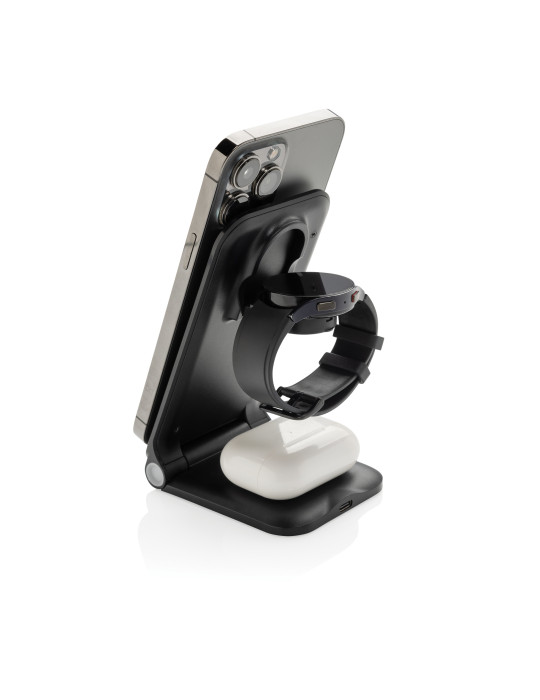Chargeur 15W 3 en 1 en plastique recyclé RCS Powerpal personnalisable