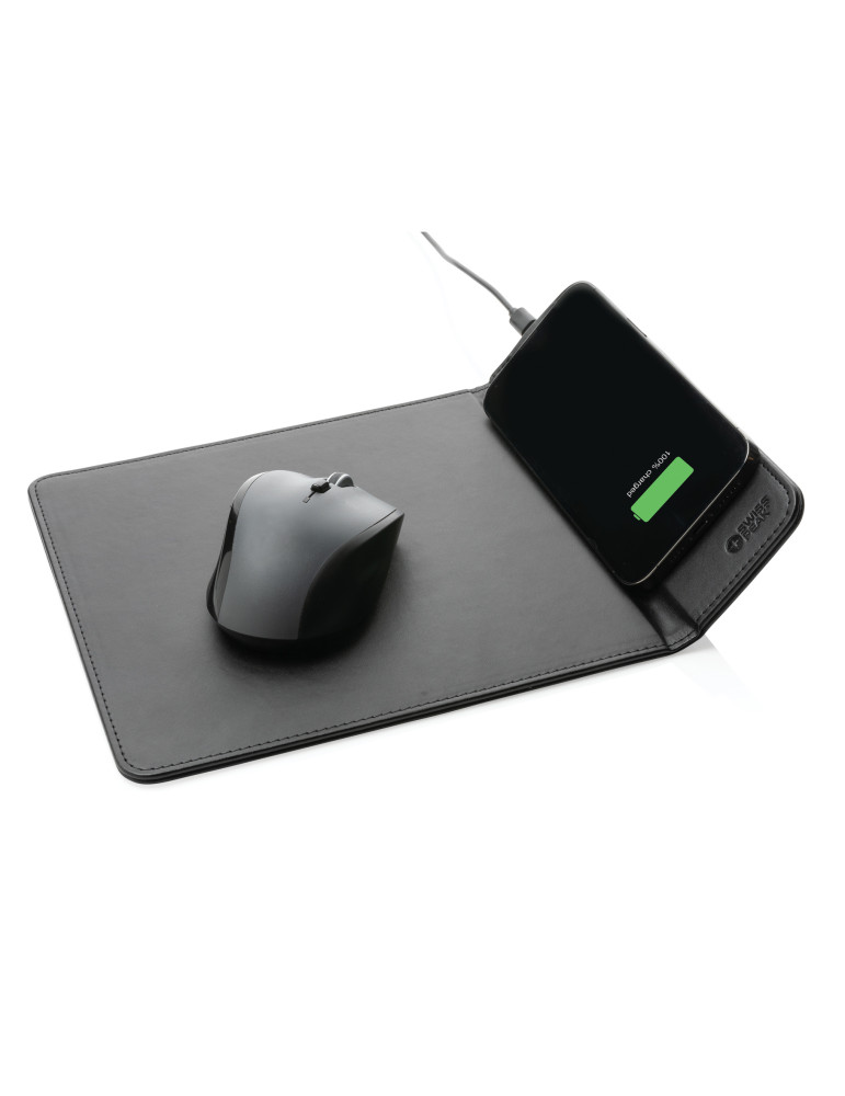 Tapis souris Swiss Peak en PU recyclé avec chargeur 10 W personnalisable