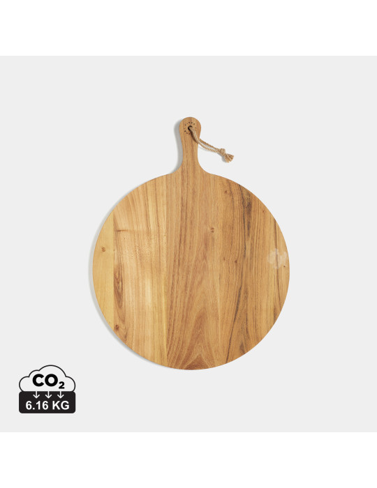 Planche ronde Vinga Buscot en teck FSC avec poignée personnalisable