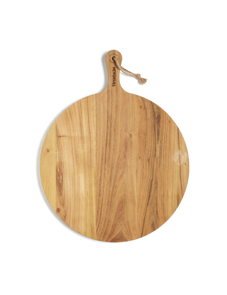 Planche ronde Vinga Buscot en teck FSC avec poignée personnalisable