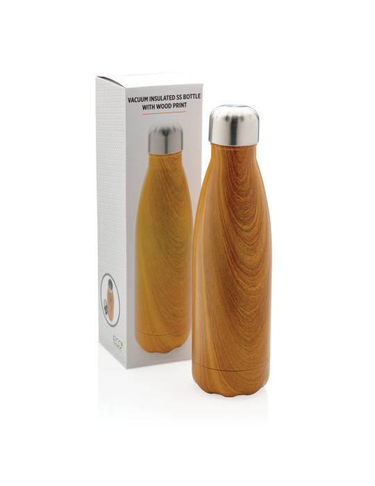 Gourde isotherme 500 ml effet bois personnalisable