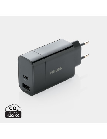 Chargeur mural Philips USB-A et USB-C 30 W personnalisable