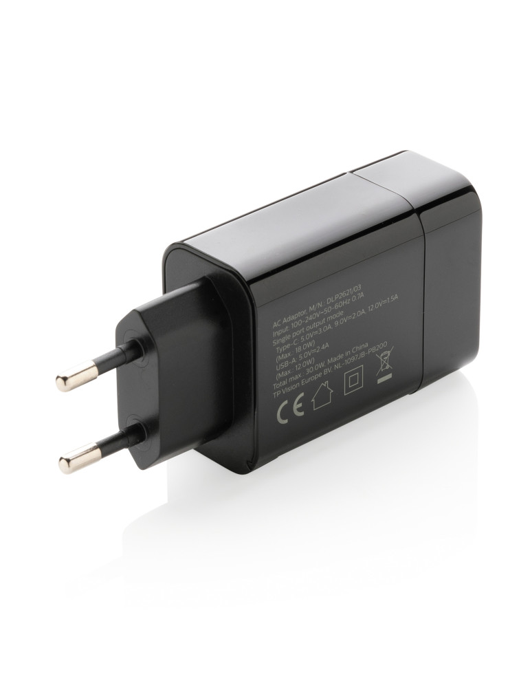 Chargeur mural Philips USB-A et USB-C 30 W personnalisable