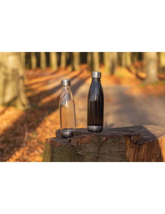Gourde transparente avec bouchon en acier personnalisable