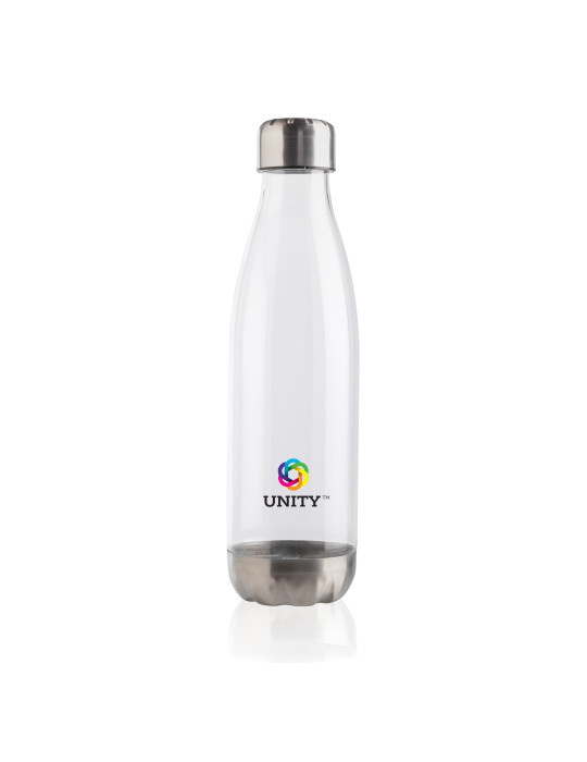 Gourde transparente avec bouchon en acier personnalisable