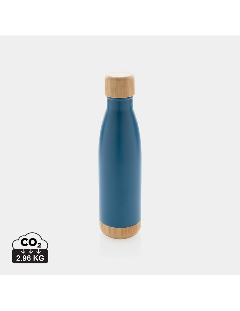 Gourde isotherme 520 ml en acier et bambou personnalisable