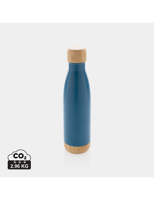 Gourde isotherme 520 ml en acier et bambou personnalisable