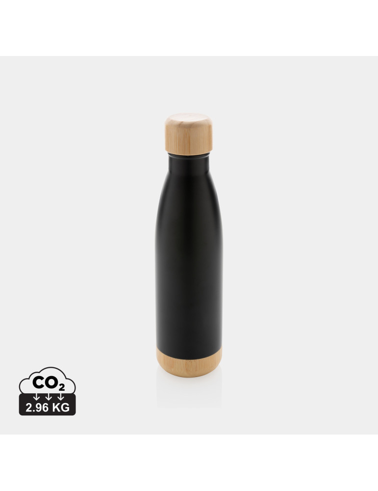 Gourde isotherme 520 ml en acier et bambou personnalisable