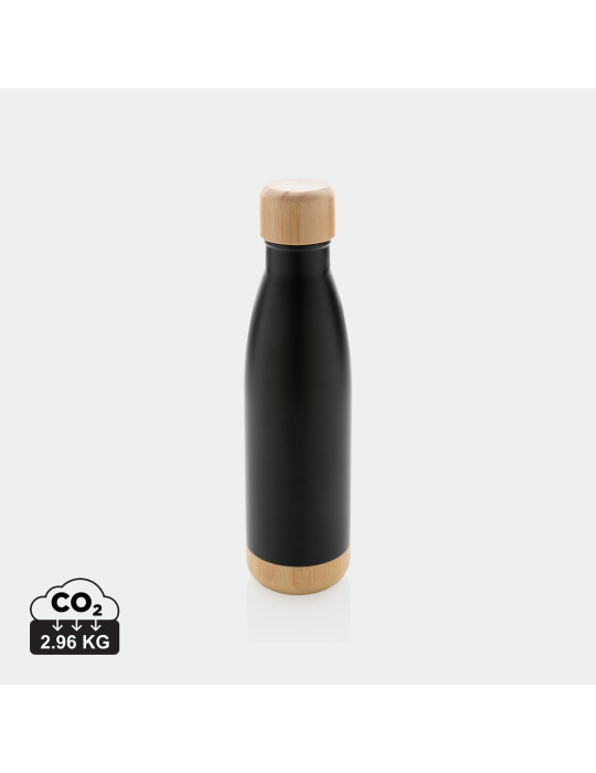 Gourde isotherme 520 ml en acier et bambou personnalisable