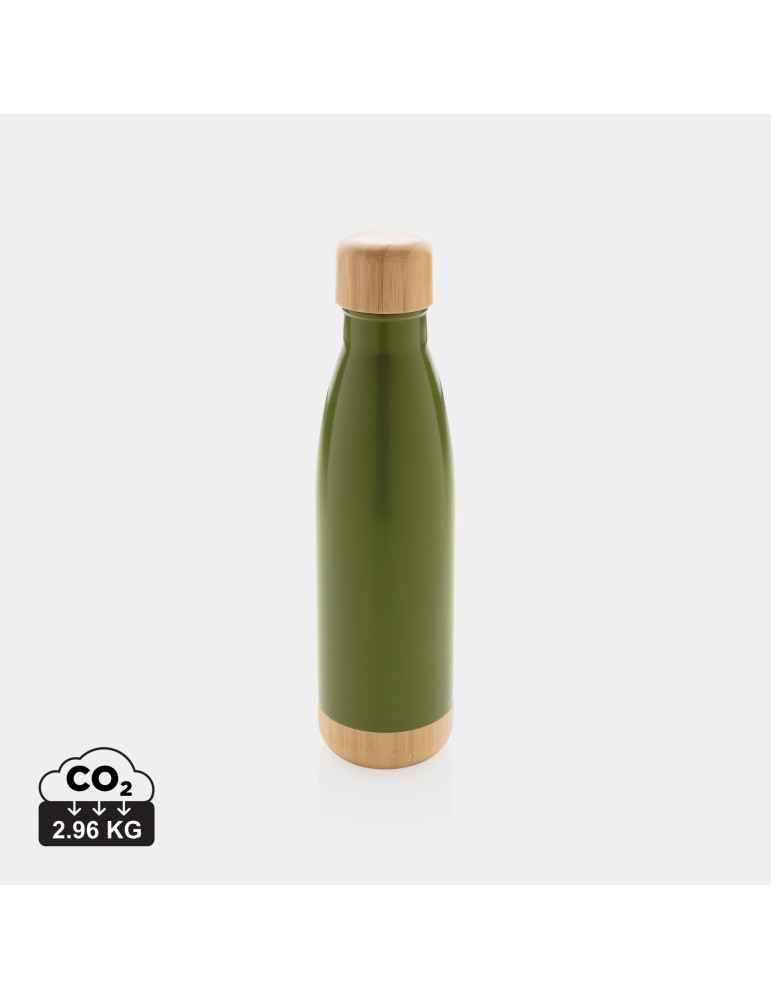 Gourde isotherme 520 ml en acier et bambou personnalisable