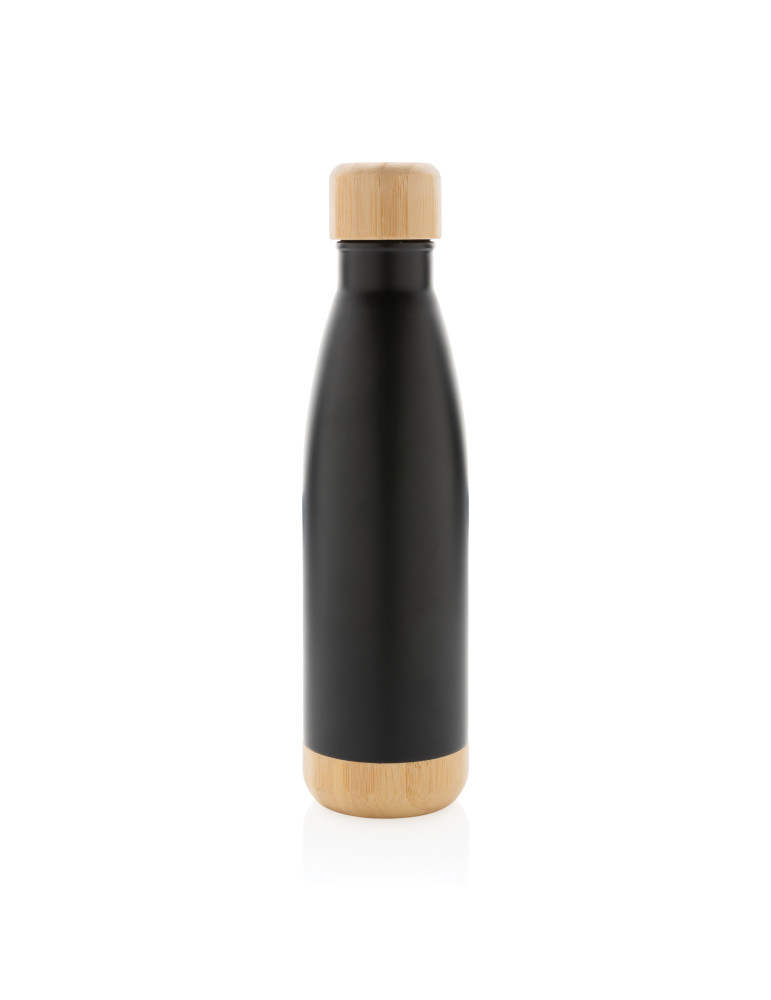 Gourde isotherme 520 ml en acier et bambou personnalisable