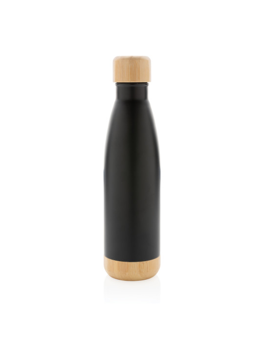 Gourde isotherme 520 ml en acier et bambou personnalisable