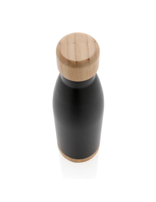 Gourde isotherme 520 ml en acier et bambou personnalisable