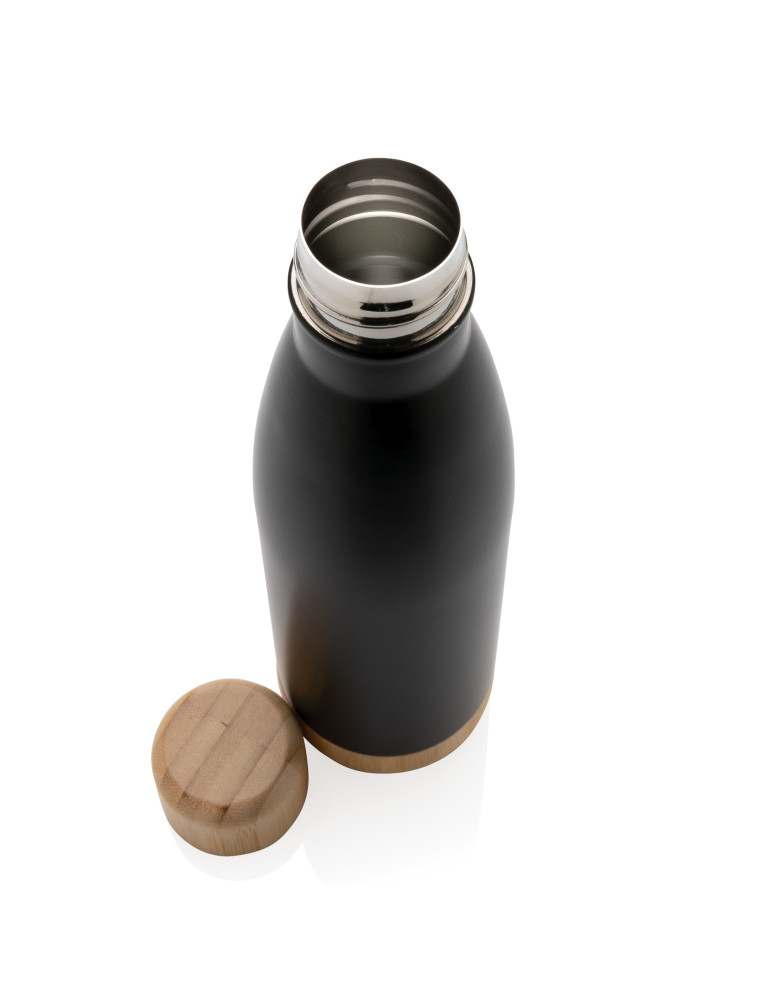 Gourde isotherme 520 ml en acier et bambou personnalisable