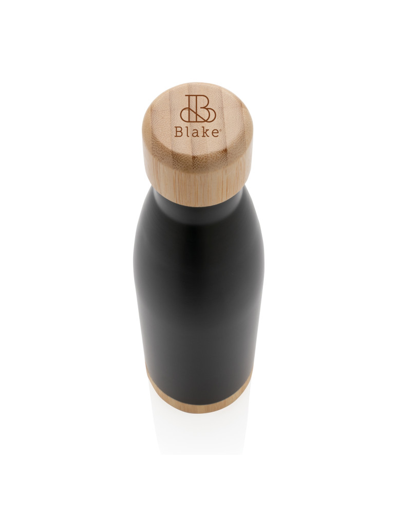 Gourde isotherme 520 ml en acier et bambou personnalisable