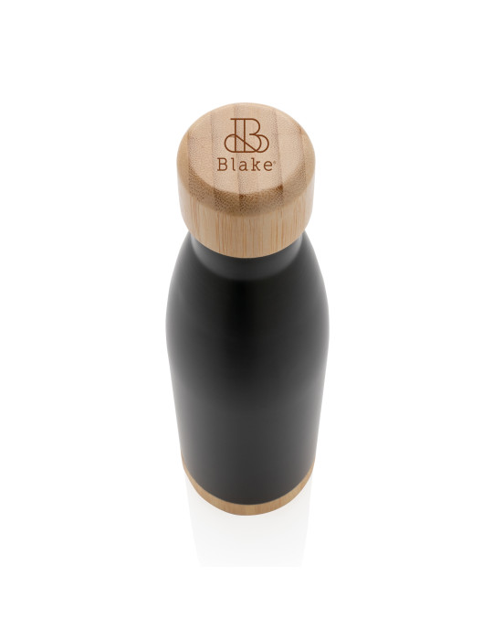 Gourde isotherme 520 ml en acier et bambou personnalisable
