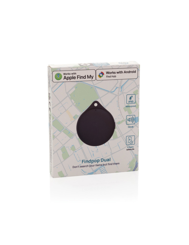 Géolocaliseur en plastique recyclé RCS IPX5 Findpop Dual personnalisable