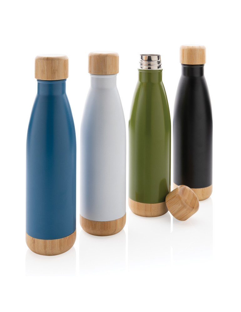 Gourde isotherme 520 ml en acier et bambou personnalisable