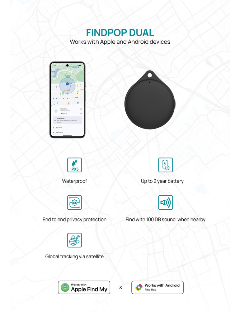 Géolocaliseur en plastique recyclé RCS IPX5 Findpop Dual personnalisable