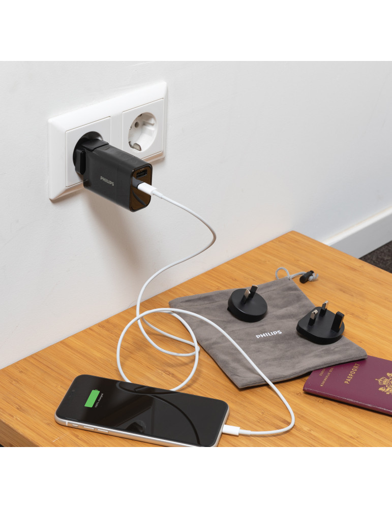 Chargeur USB de Voyage Philips, USB 30W Ultra Rapide personnalisable