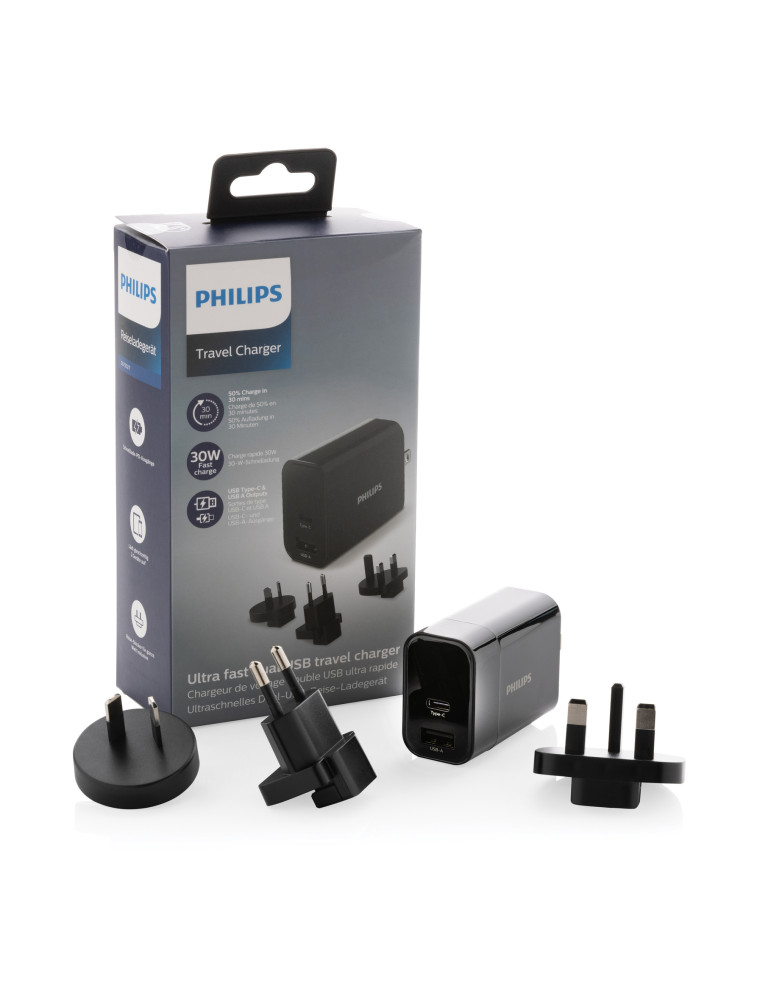 Chargeur USB de Voyage Philips, USB 30W Ultra Rapide personnalisable