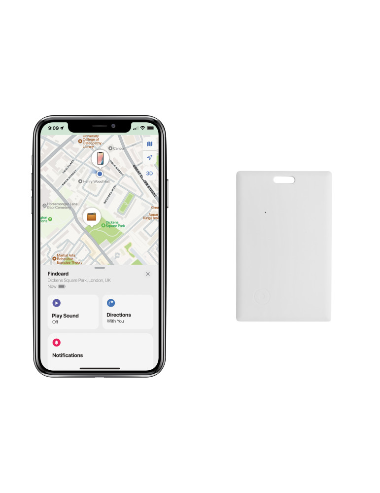 Carte de localisation Findcard en ABS recyclé RCS personnalisable
