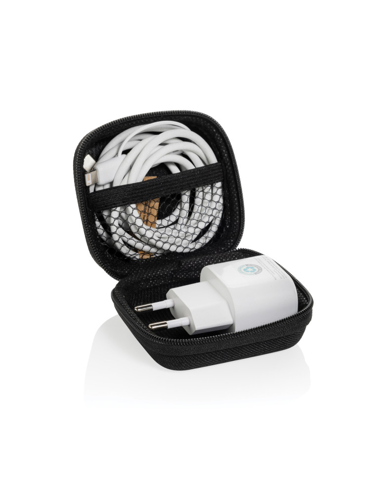 Set câble et chargeur 20W en PET recyclé RCS Boost personnalisable