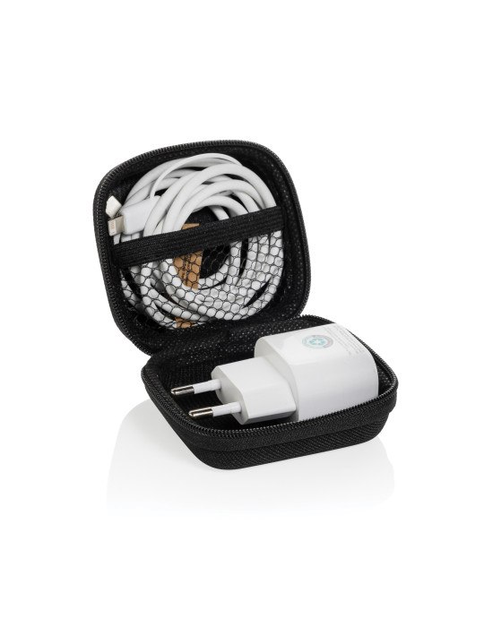 Set câble et chargeur 20W en PET recyclé RCS Boost personnalisable