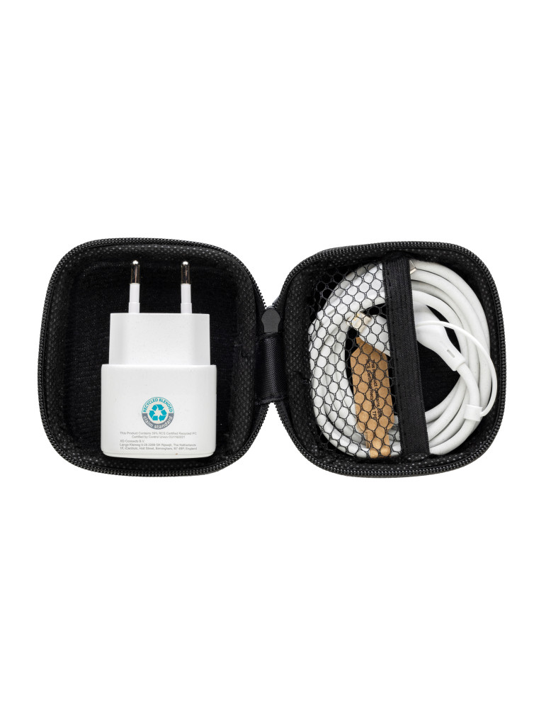 Set câble et chargeur 20W en PET recyclé RCS Boost personnalisable
