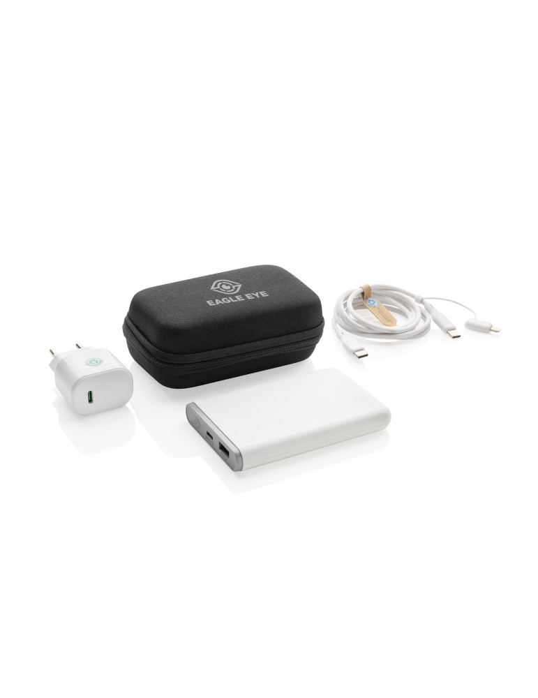 Set batterie câble et chargeur 20W en PET recyclé RCS Surge personnalisable
