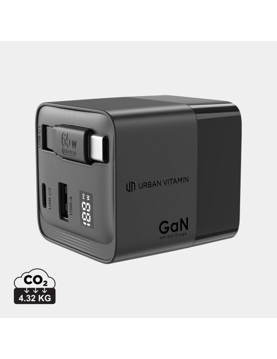 Chargeur 65W GaN avec câble Urban Vitamin Mendocino personnalisable