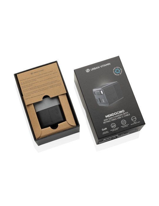 Chargeur 65W GaN avec câble Urban Vitamin Mendocino personnalisable