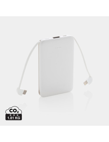 Batterie externe 5 000 mAh à câbles intégrés personnalisable