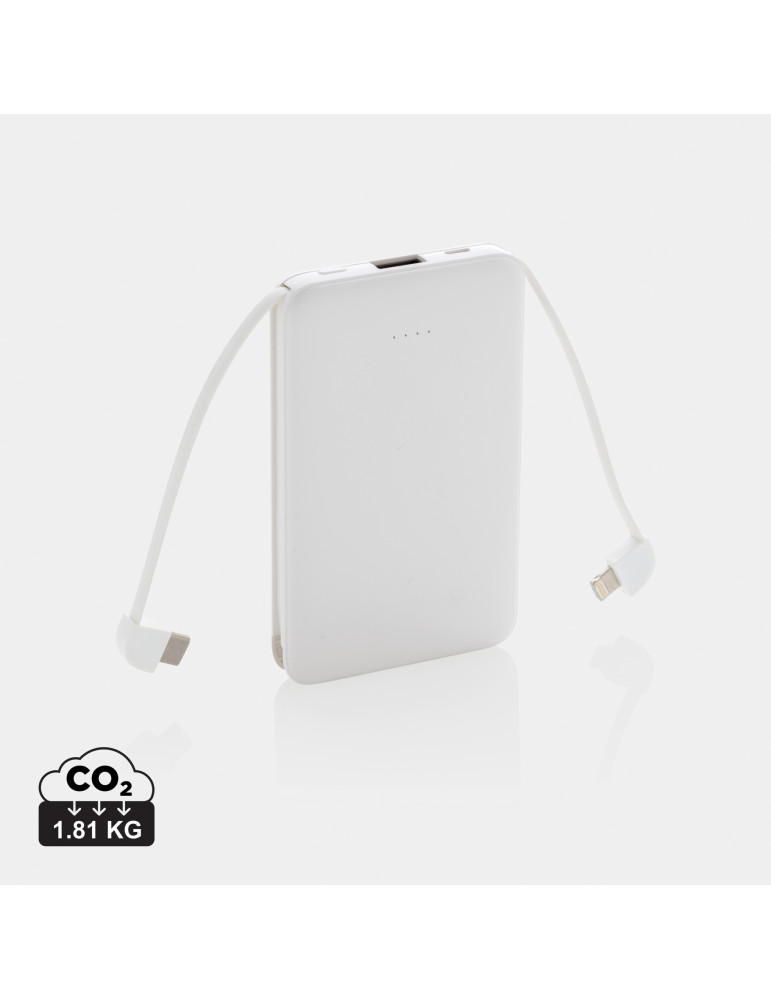 Batterie externe 5 000 mAh à câbles intégrés personnalisable