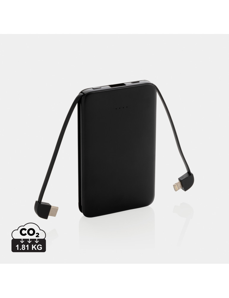 Batterie externe 5 000 mAh à câbles intégrés personnalisable