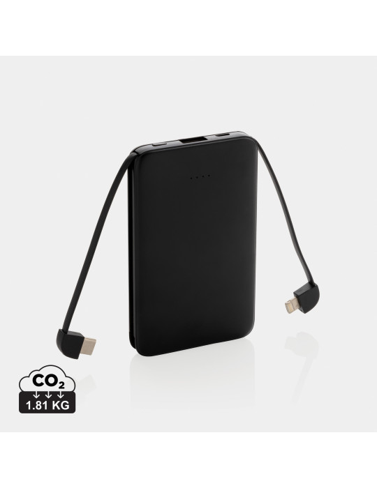 Batterie externe 5 000 mAh à câbles intégrés personnalisable