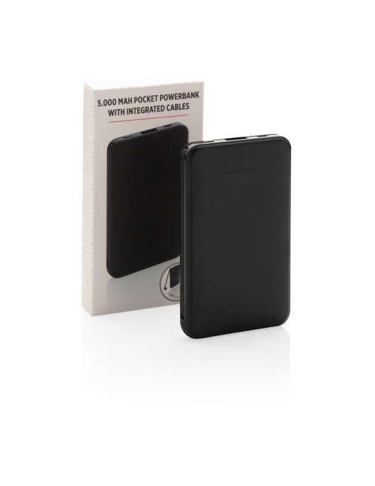 Batterie externe 5 000 mAh à câbles intégrés personnalisable