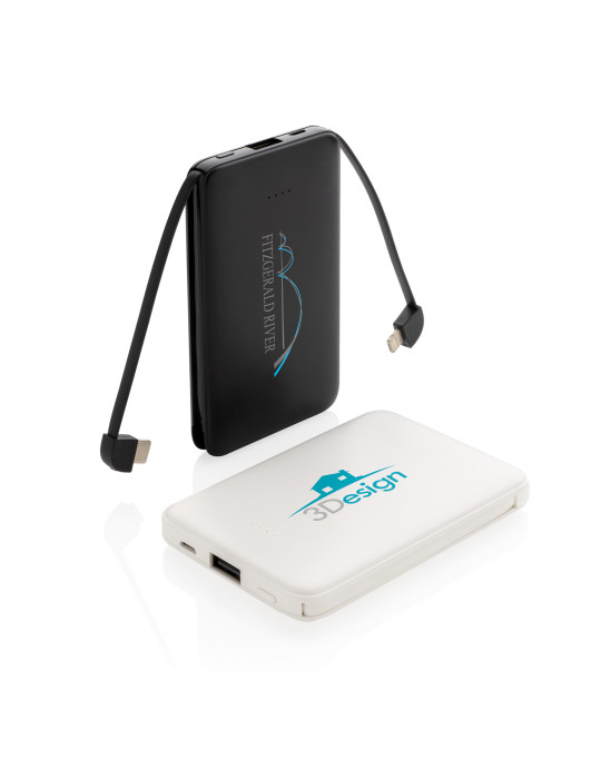 Batterie externe 5 000 mAh à câbles intégrés personnalisable