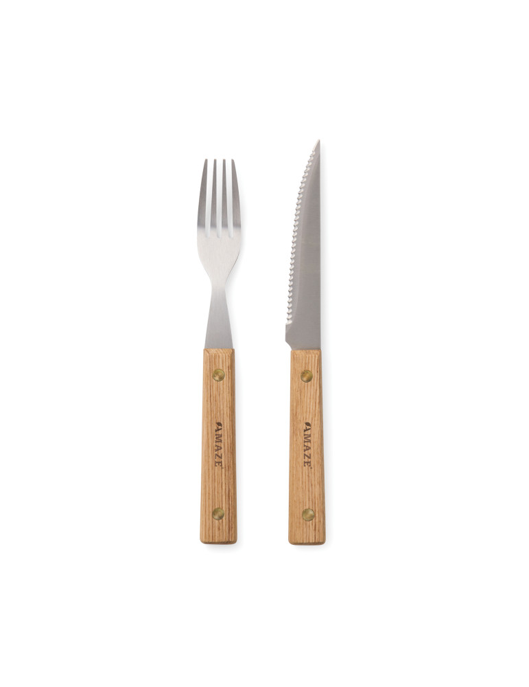 Set de huit couverts Vinga Paso inox et frêne FSC personnalisable