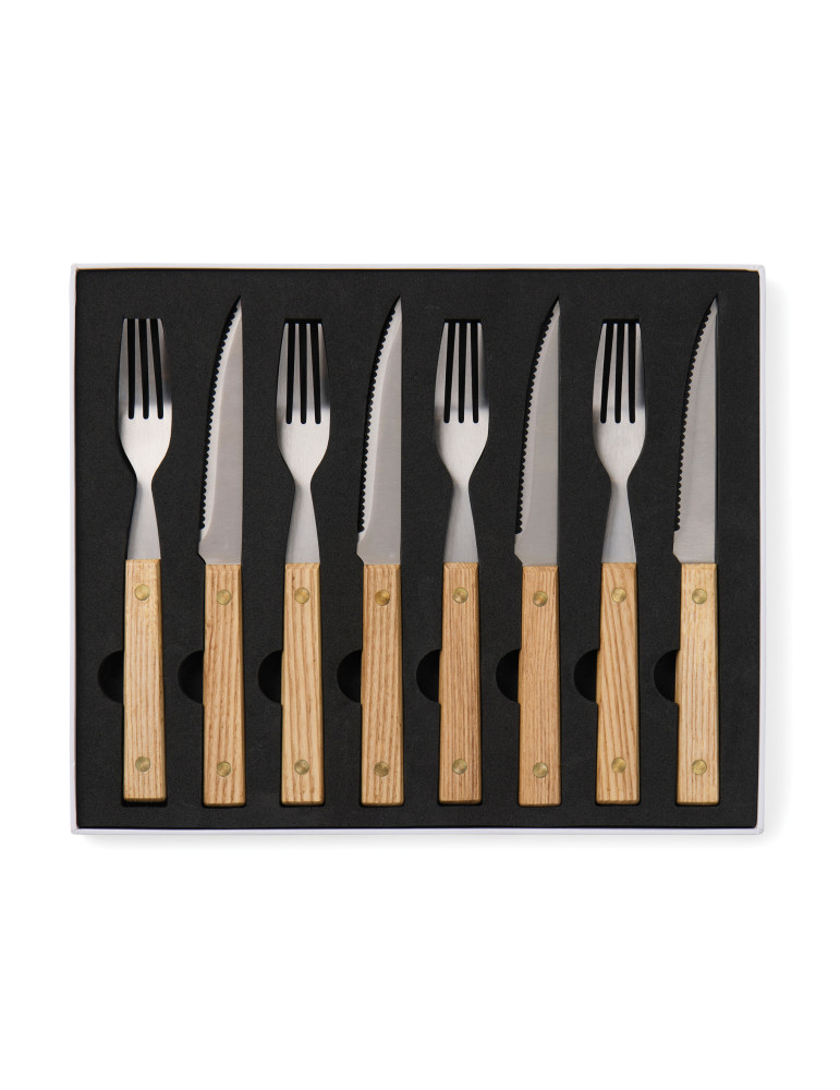 Set de huit couverts Vinga Paso inox et frêne FSC personnalisable